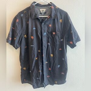 VISSLA Men's Black Shirt with Colorful Icons